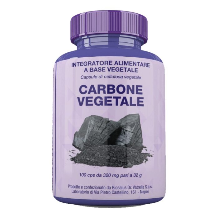 Carbone Vegetale 100 Capsule Biosalus Integratore Naturale per Gonfiore e Meteorismo Intestinale