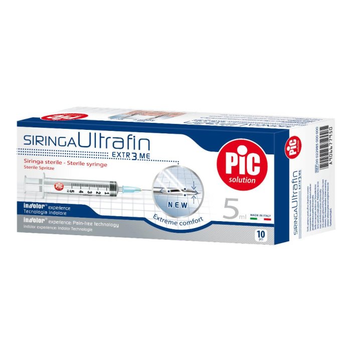 Pic Siringa Ultrafine con Triplice Affilatura 5 ml Ago 14 10 Pezzi