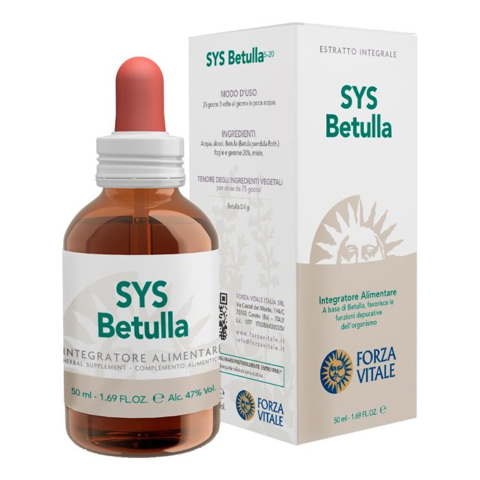 Sys Betulla Gocce 50 ml Integratore Naturale Drenante e Depurativo per la Ritenzione Idrica
