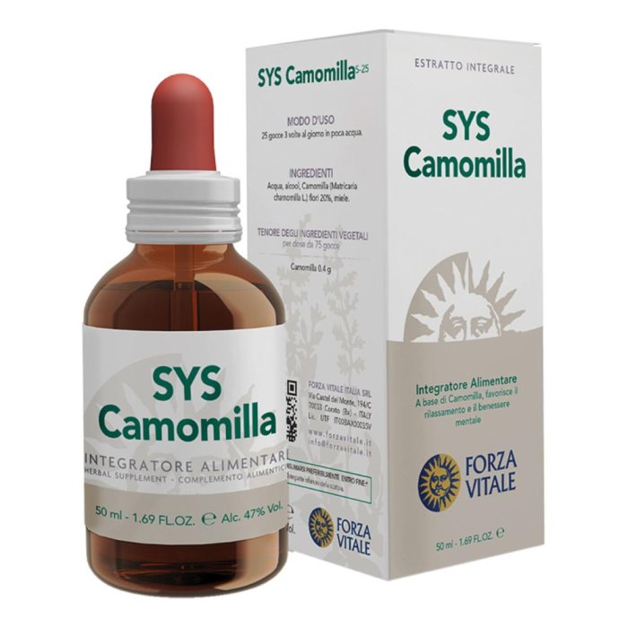 SYS Camomilla Gocce 50 ml Integratore Naturale Rilassante e Calmante per Sonno e Digestione