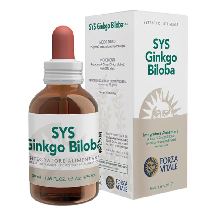 Sys Ginkgo Biloba Gocce 50 ml Integratore Naturale per Memoria, Concentrazione e Circolazione