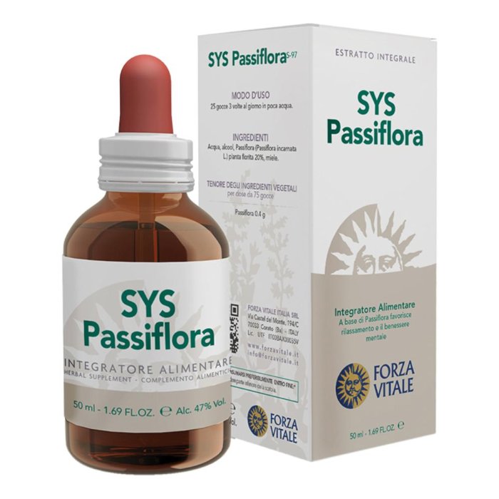 SYS Passiflora Gocce Soluzione Idroalcolica 50 ml Integratore Alimentare Rilassante per Sonno Naturale
