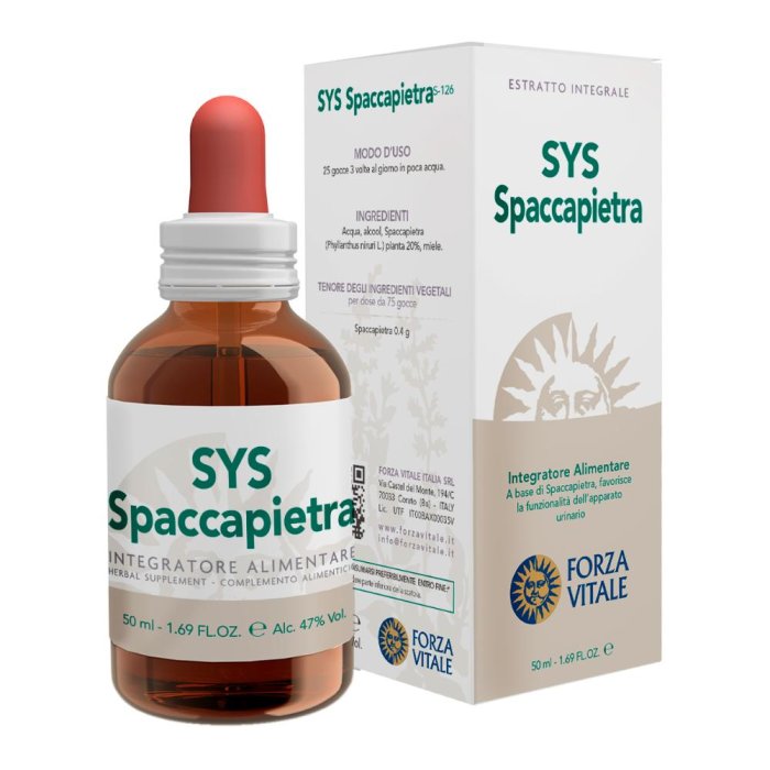 Spaccapietra Gocce Sys 50 Millilitri Integratore Naturale per il Benessere di Reni e Vie Urinarie