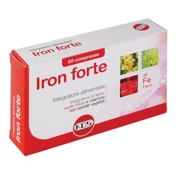 Kos Iron Forte Integratore Ferro Acido Folico e Vitamine 60 Compresse