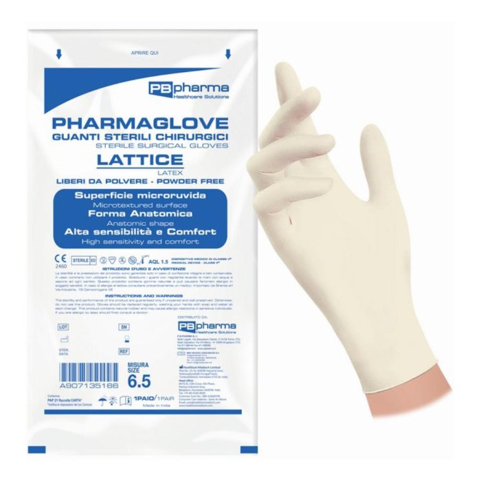 P.B. Pharma Guanto Chirurgia Sterile in Lattice finemente Talcato misura 7