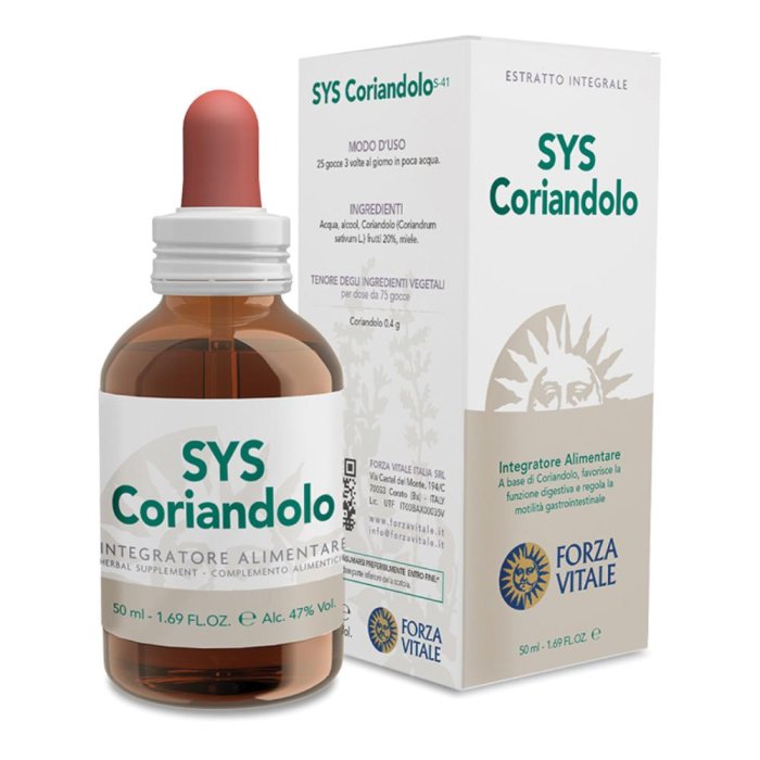 Sys Coriandolo Gocce 50 ml Integratore Naturale a Base di Estratto di Coriandolo per Digestione e Benessere
