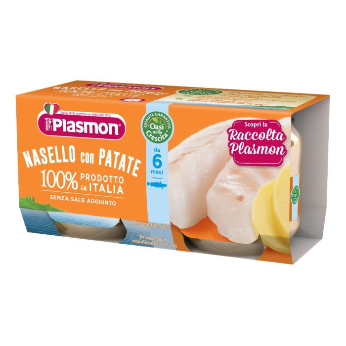 Plasmon Omogeneizzato Nasello E Patate  2 X 80  G omogeneizzato per lo svezzamento del bambino