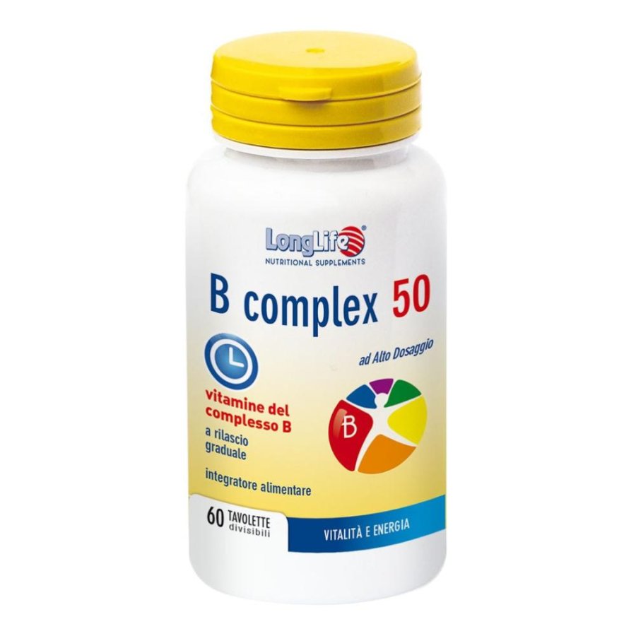 LongLife B Complex 50 Integratore di Vitamine del Complesso B 60 Tavolette LongLife B Complex 50 Integratore di Vitamine del Complesso B 60 Tavolette