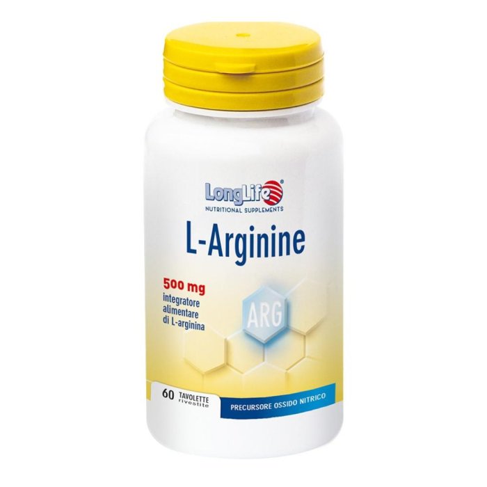 LongLife L-Arginine Integratore di L-Arginina 500mg, 60 Tavolette
