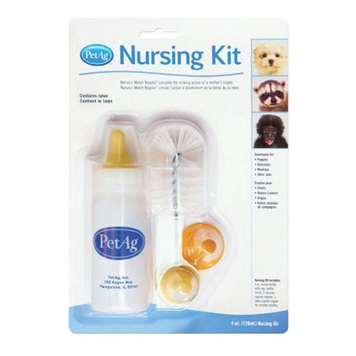 Nursing Kit Biberon Da 120ml Per Animali + Tettarelle Di Varie Misure + Scovolino Per Pulizia