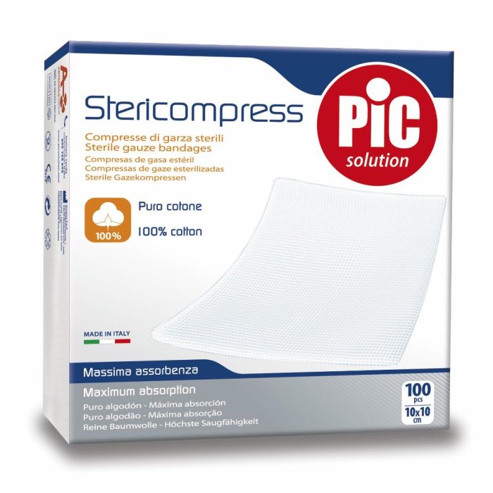 Pic Stericompress Compresse di Garza Sterili Misura 20cm x 20cm, 25 Garze