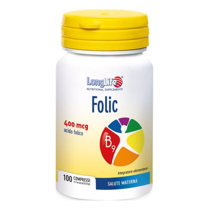 LongLife Folic Integratore di Acido Folico 400 mcg 100 Compresse