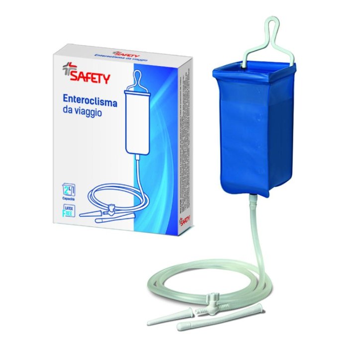 Safety Enteroclisma Da Viaggio In Gomma Con Cannula Anale E Vaginale 2 Litri
