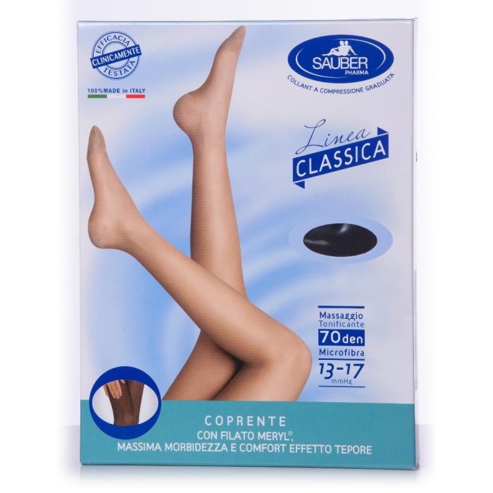 Sauber Linea Classica Collant 70 Denari Maglia Microrete Nero Taglia 3