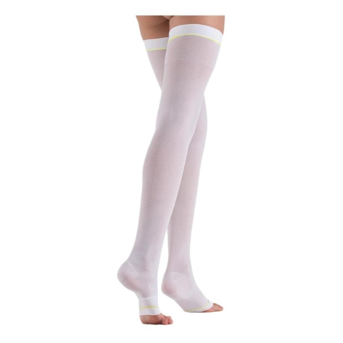 Varisan Ate Calza Antitrombo Elastica 18 mmHg Autoreggente Punta Aperta Bianca Taglia 3