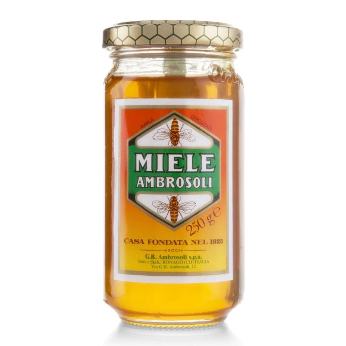 Ambrosoli Miele 250 g Vasetto di Miele Ambrosoli di Alta Qualità per Dolcificare e Colazione