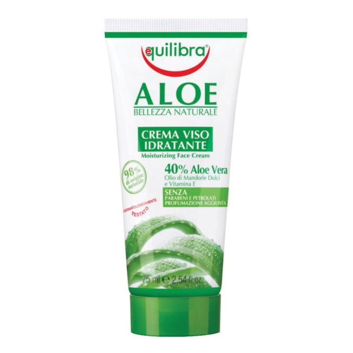 Equilibra Aloe Crema Viso Idratante 75 ml | Crema Viso all’Aloe Vera per Pelli Sensibili e Secche