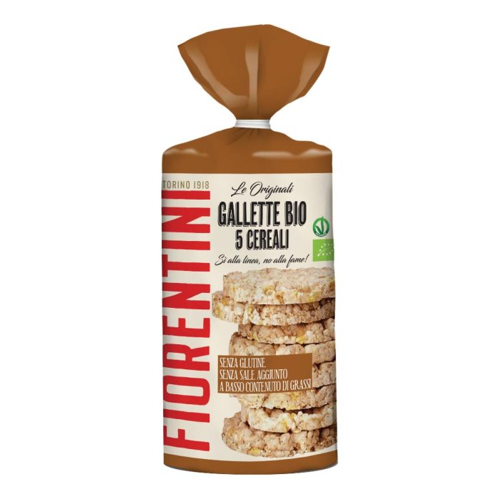 Fiorentini Gallette ai Cinque Cereali Biologiche 100 Grammi Snack Croccante di Cereali Integrali