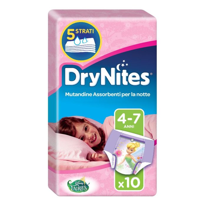 drynites Mutandine Assorbenti Notturne per Bambine Girl 17-30 Chilogrammi Taglia Media Confezione da 10 Pezzi for Nighttime Protection