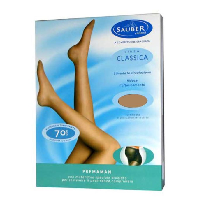 Sauber Pharma Calze e Collant Linea Classica Pre-Maman Collant a Compressione Graduata 70 Den Multifibra 1 Paio Neutro Beige Taglia 3