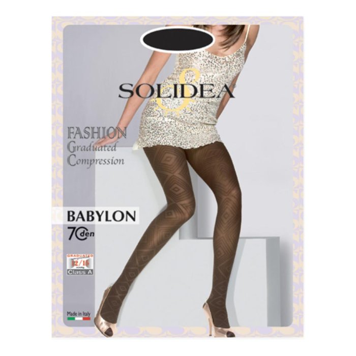 Collant donna a rete fantasia Babylon nero elegante per cerimonia e party