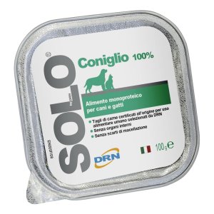 Solo Coniglio cani/gatti 100 g - alimento umido monoproteico al coniglio per cani e gatti