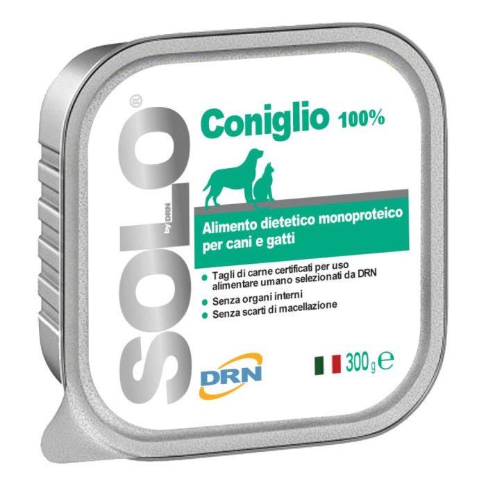 Drn Solo Coniglio Alimento Dietetico Monoproteico Umido Cani/Gatti 300g