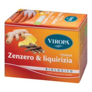 Viropa Tisana Zenzero e Liquirizia Biologica 15 Bustine Infuso Erboristico Digestivo e Rinfrescante