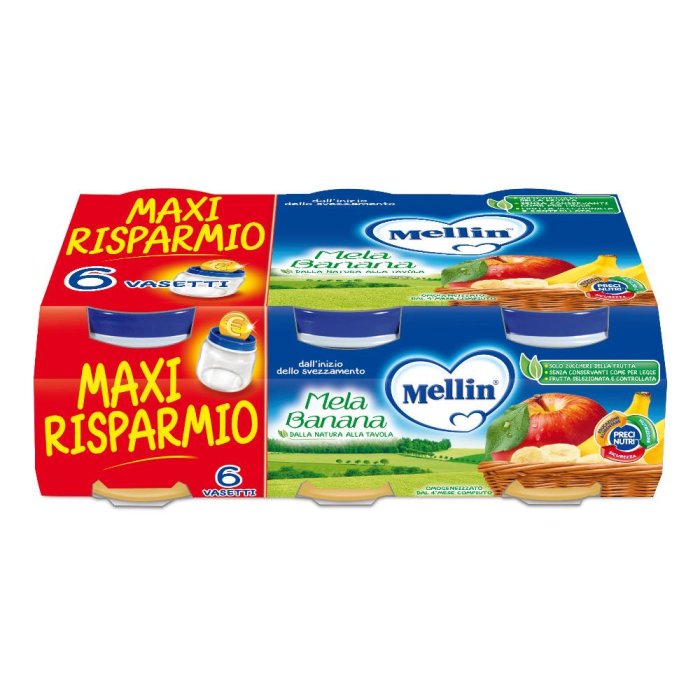 Mellin Omogeneizzato Mela Banana 100 G 6 Pezzi