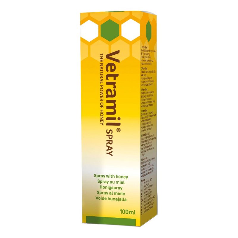 Vetramil Spray 100 ml per Cani e Gatti – Trattamento Naturale a Base di Miele per Ferite, Irritazioni Cutanee e Pelle Sensibile