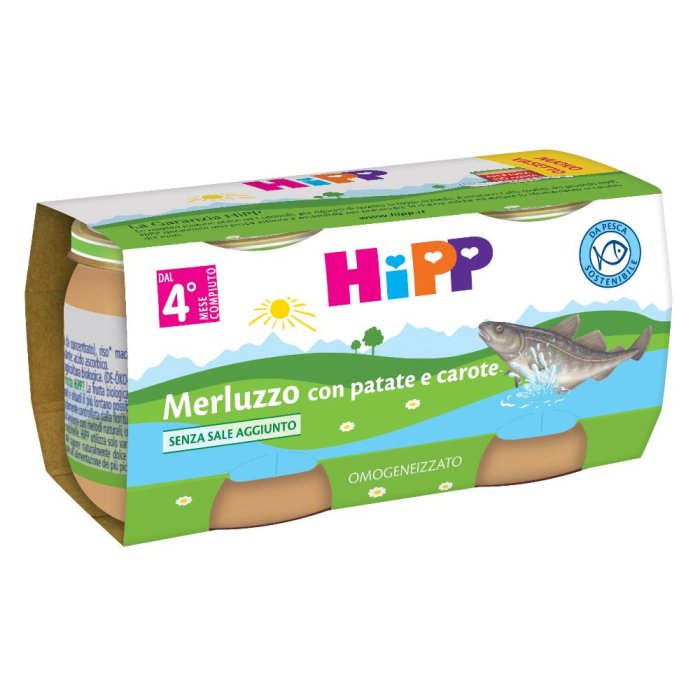 HiPP Bio Omogeneizzato Merluzzo Con Patate E Carote  2 X 80 g