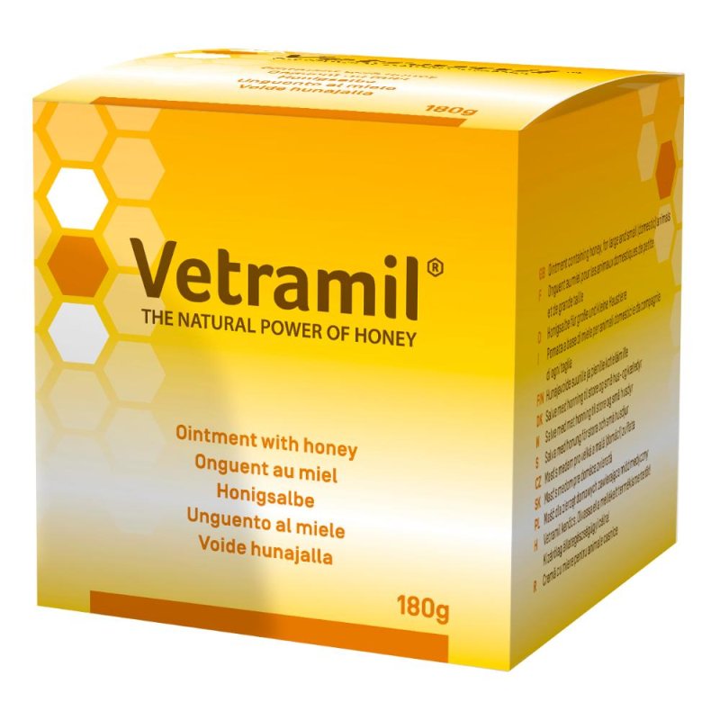 Vetramil Pomata 180 g per Cani e Gatti con Miele Medicale per Cura di Ferite Irritazioni e Dermatiti