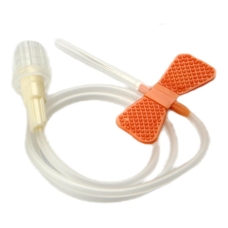 Ago Butterfly a Farfalla Calibro 25 0,5 Millimetri Arancione per Prelievo di Sangue e Infusione, Qualità Excel Professionale