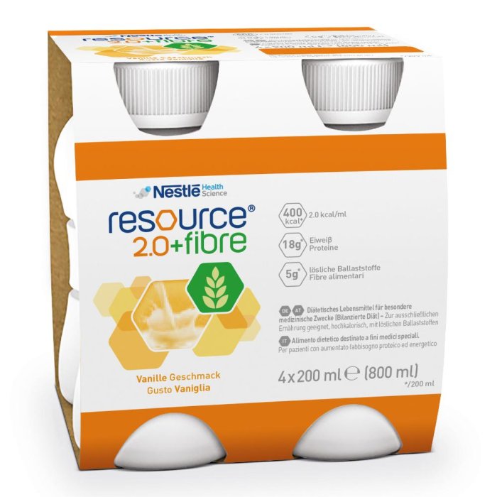 Resource 2.0+Fibre Vaniglia Bevanda Ipercalorica con Fibra per la Nutrizione Completa 200 ml