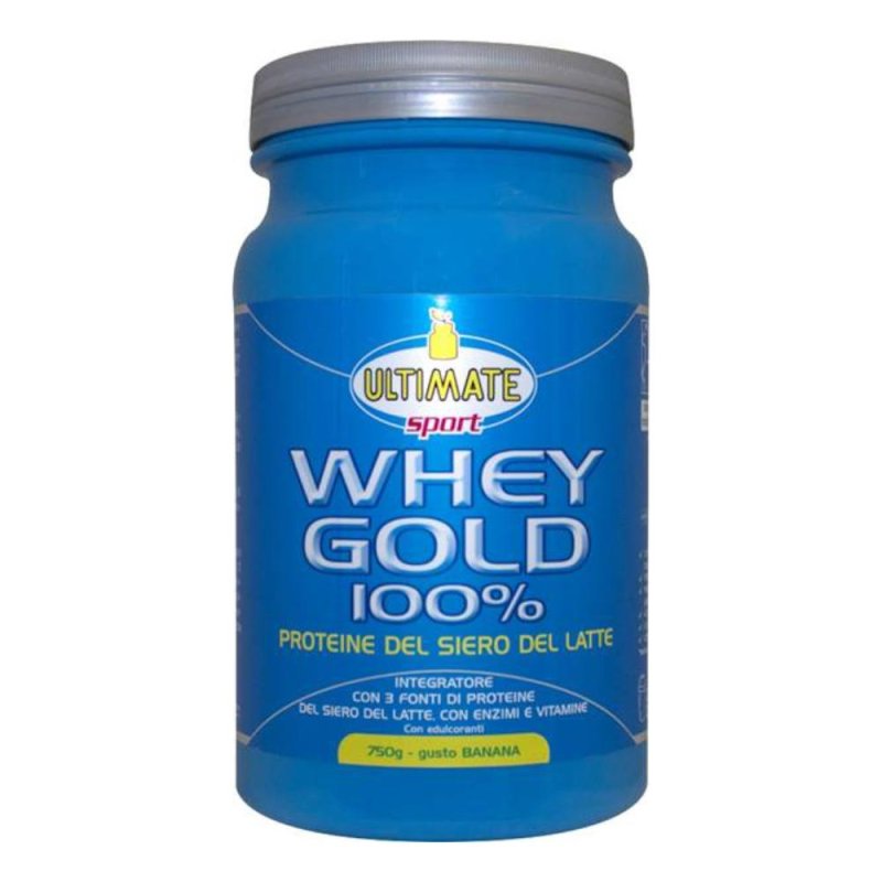 Whey Gold 100 Percento Proteine del Siero del Latte Gusto Banana Integratore Proteico in Polvere 750 Grammi