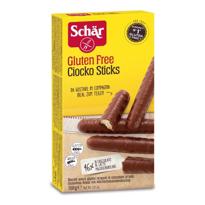 Schar Ciocko Stick Biscotti Ricoperti Al Cioccolato Al Latte Senza Glutine 150 Grammi