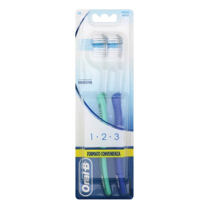Oral B 1-2-3 - Indicator Spazzolino 35 Medio 2 Spazzolini