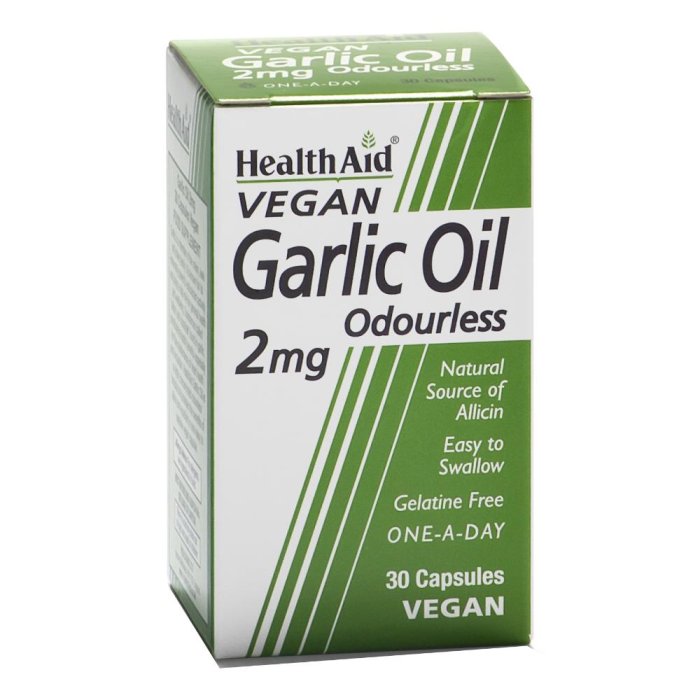 HealthAid Garlic Oli Aglio Inodore 2mg Integratore Alimentare 30 Capsule Molli