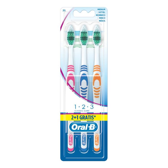 Oral-B 1 2 3 Classic Care Spazzolino Manuale Medio 3 Spazzolini