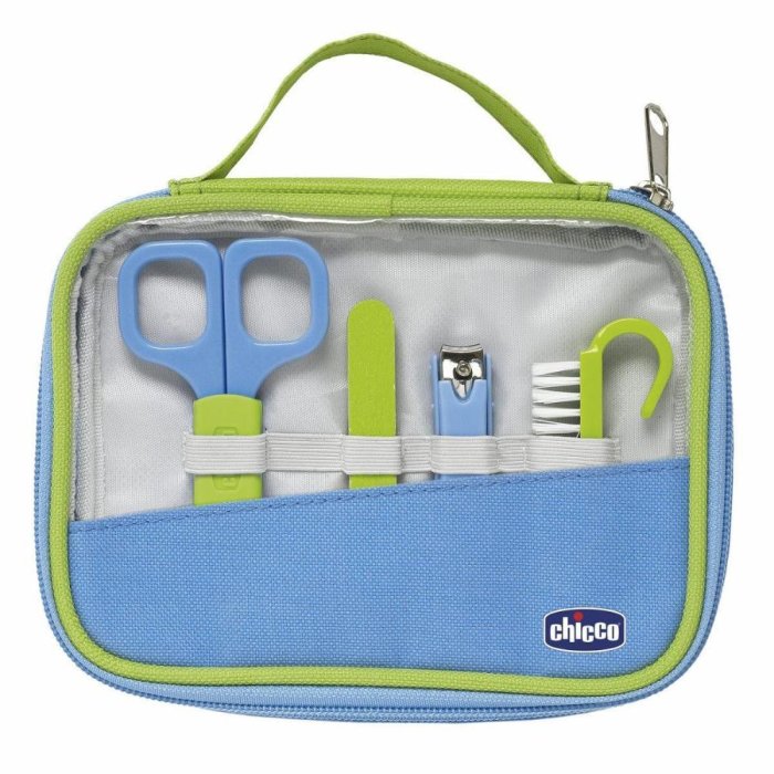 Chicco Set Unghie Happy Hands Cofanetto Forbicine Limette Tagliaunghie Azzurro 1 Kit