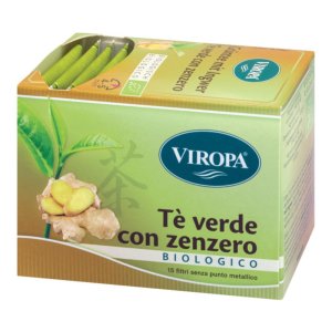 Viropa Tè Verde e Zenzero Biologico – Infuso di Tè Verde con Zenzero, Rivitalizzante e Digestivo