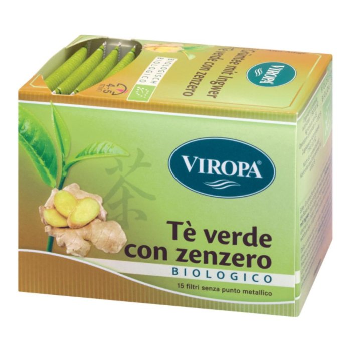 Viropa Tè Verde e Zenzero Biologico – Infuso di Tè Verde con Zenzero, Rivitalizzante e Digestivo