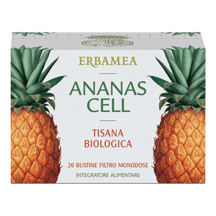 Ananas Cell Tisana Biologica 20 Bustine Drenante Anticellulite per Gambe e Pancia