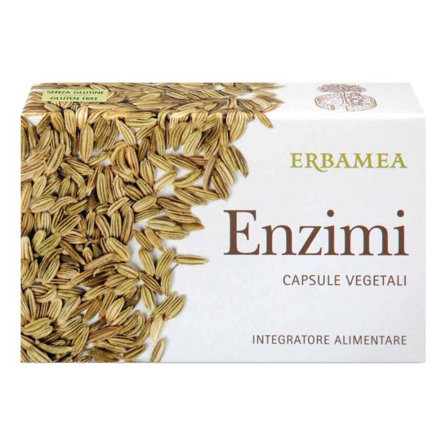 Erbamea Enzimi Integratore 24 Capsule Vegetali per la Digestione con Enzimi Digestivi di Origine Vegetale