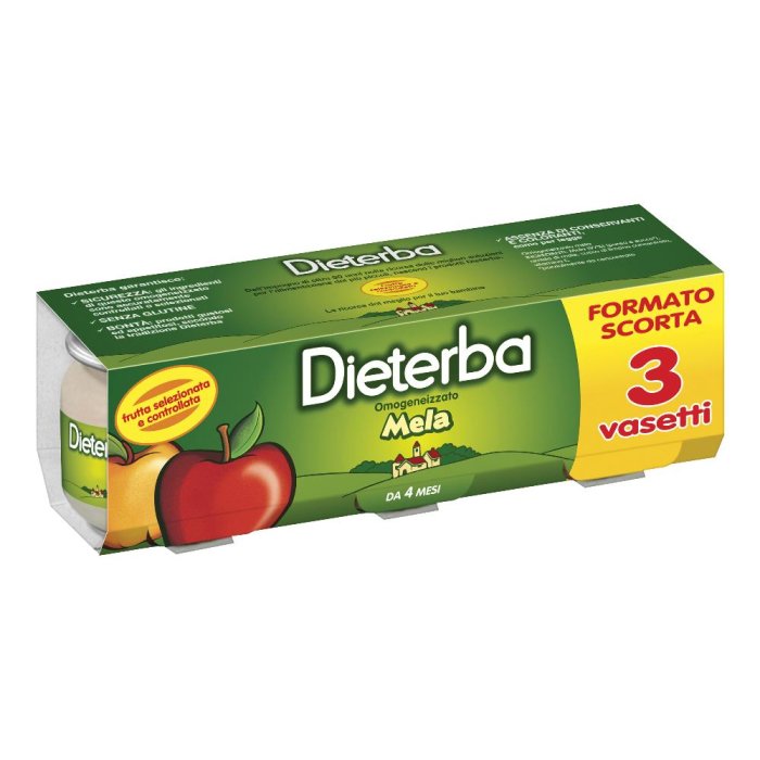Dieterba Omogeneizzato Mela Alimento per l'Infanzia dal 4 ° mese 3 x 80g