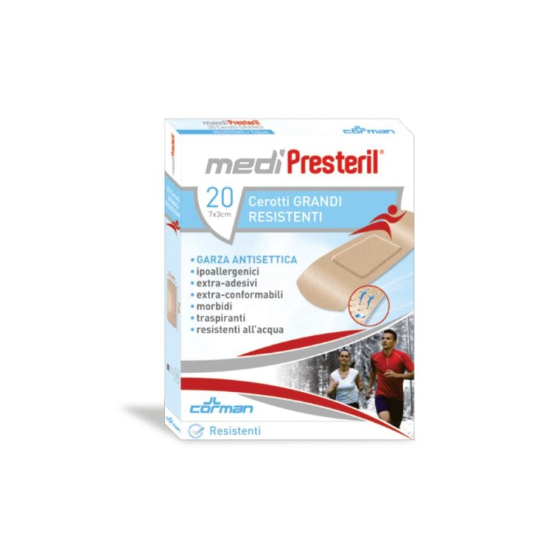 Corman Cerotto Medipresteril Resistenti Grandi 7x3cm 20 Pezzi