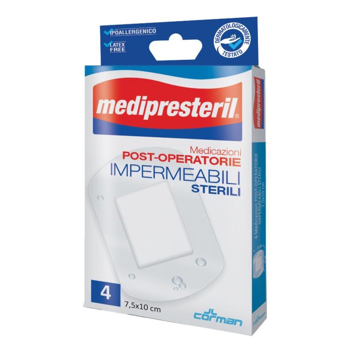 Medipresteril Medicazione Post Operatoria Impermeabile Misura 7,5 x10cm 4 Pezzi