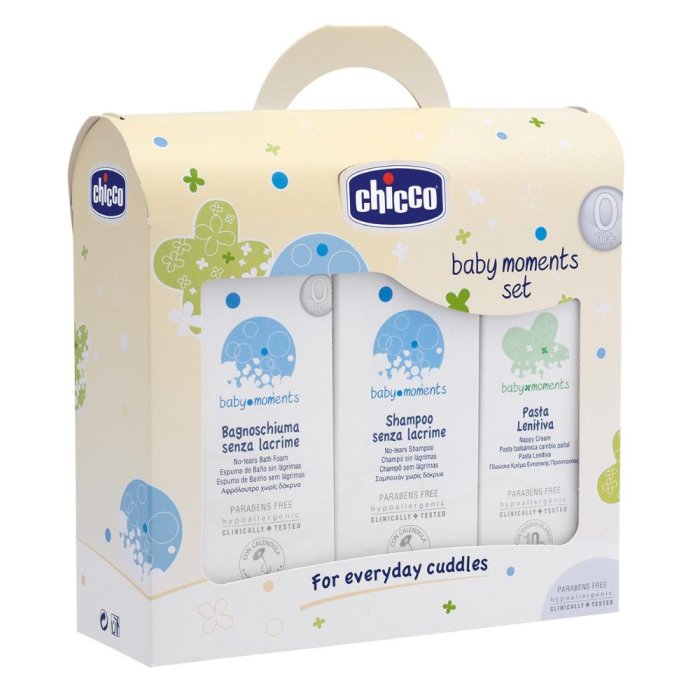 Chicco Baby Moments Cofanetto Pasta Lenitiva + Shampoo + Bagnoschiuma