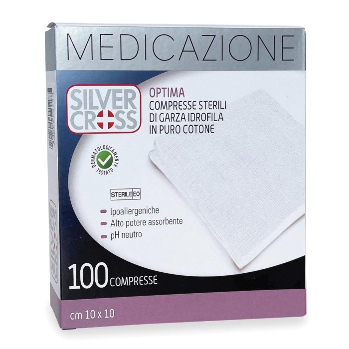 Silver Cross Optima Compresse Sterili Di Garza Idrofila 10 X 10 cm 100 Pezzi