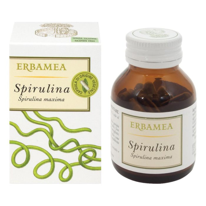 Erbamea Spirulina 50 Opercoli – Integratore Alimentare Naturale di Alga Spirulina per Energia, Difese Immunitarie e Benessere